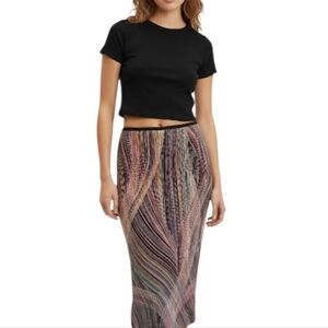 🌈 Tempo Paris Y2K 90s Abstract Striped Knit Maxi Skirt Red Black M